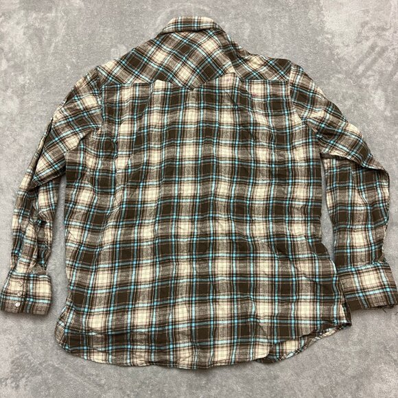Wrangler Wrancher Shirt Mens 2X Western Pearl Snap Cowboy Plaid Long Sleeve - Picture 7 of 8